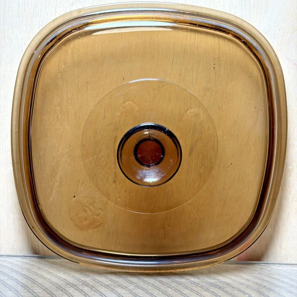 Pyrex Amber Glass Lid square Brown A-9-C Corning Ware Vision Dome 8.5